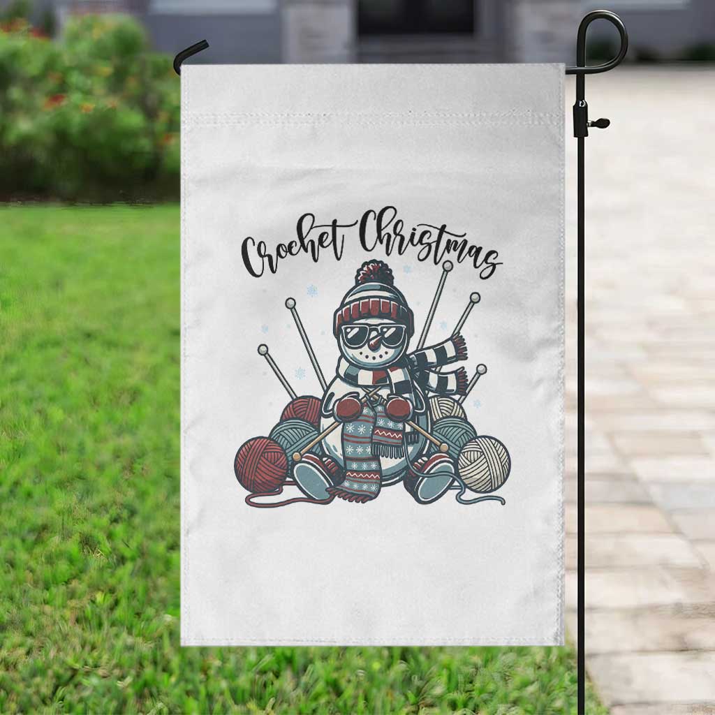 Crochet Christmas Garden Flag Funny Snowman Crocheting Gift - Wonder Print Shop