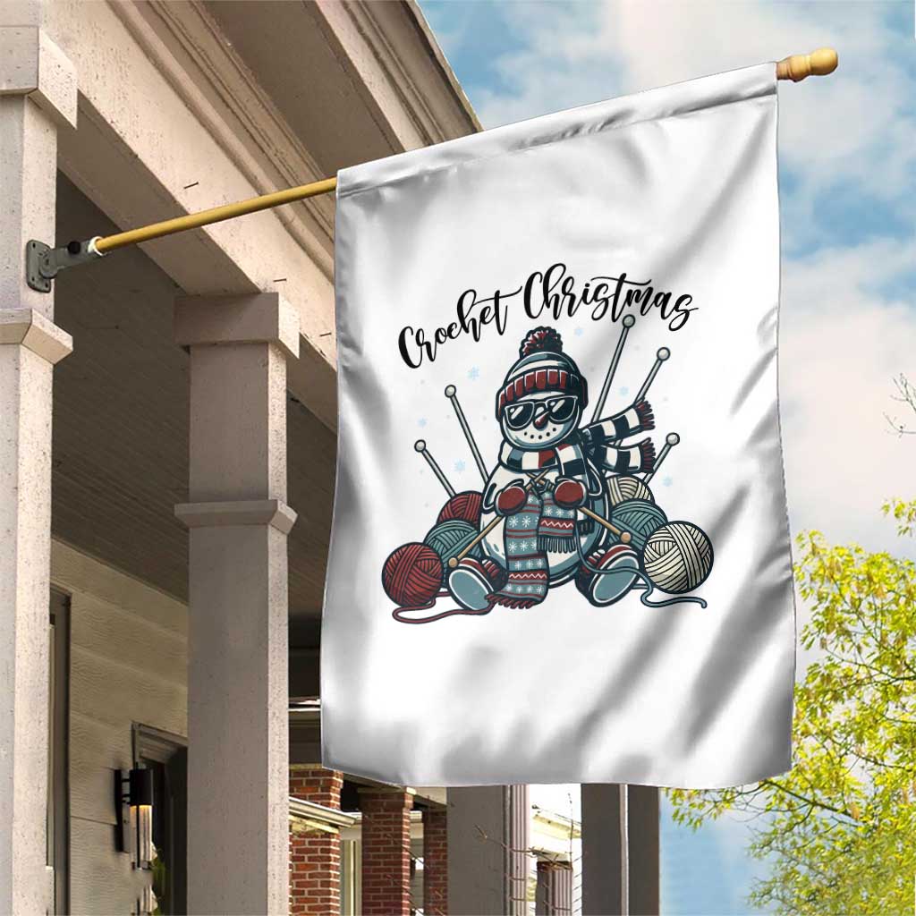 Crochet Christmas Garden Flag Funny Snowman Crocheting Gift - Wonder Print Shop