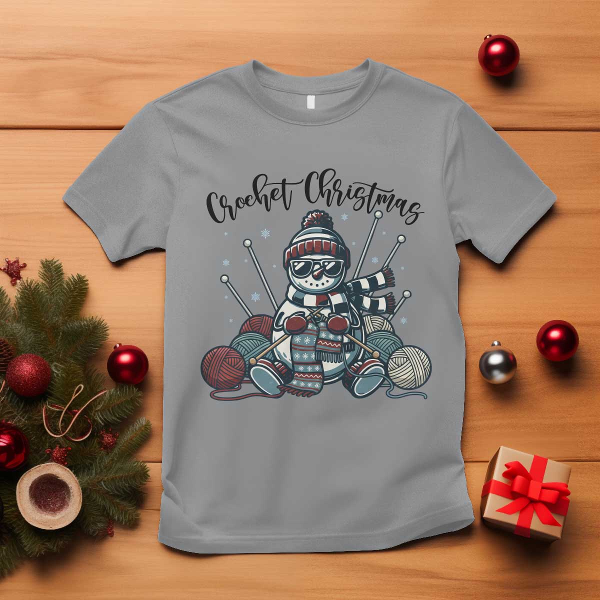 Crochet Christmas T Shirt Funny Snowman Crocheting Gift - Wonder Print Shop