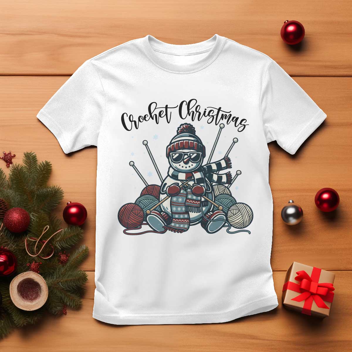 Crochet Christmas T Shirt Funny Snowman Crocheting Gift - Wonder Print Shop