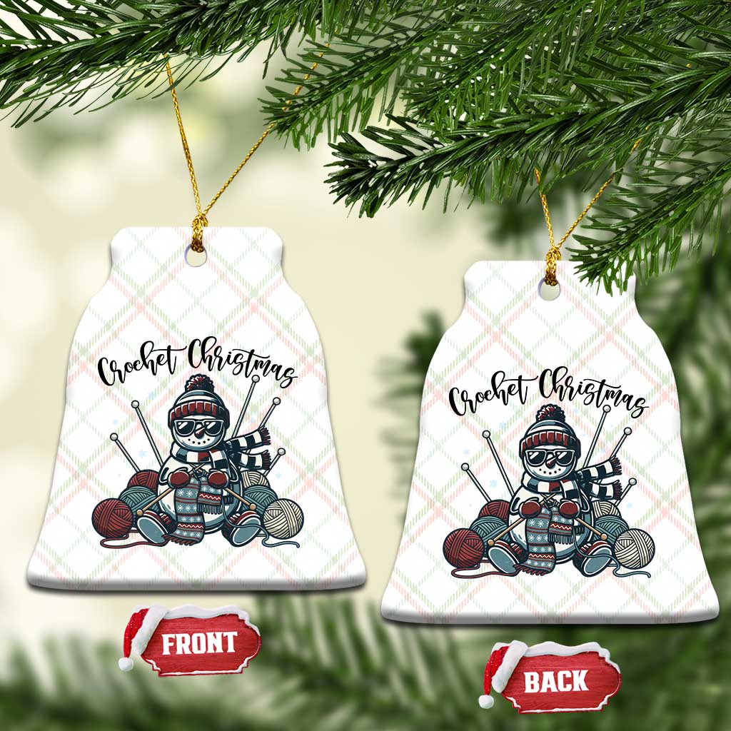 Crochet Xmas Ceramic Ornament Funny Snowman Crocheting Gift - Wonder Print Shop