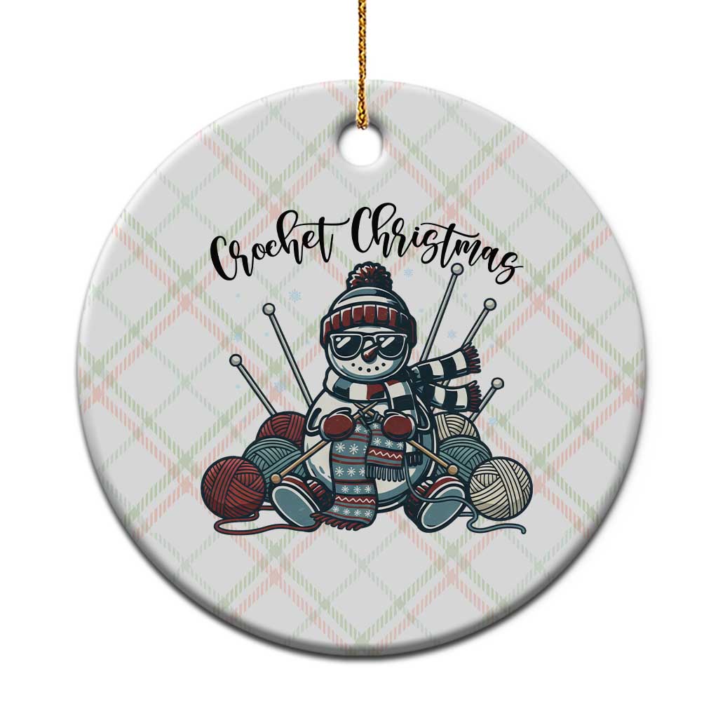 Crochet Xmas Ceramic Ornament Funny Snowman Crocheting Gift - Wonder Print Shop
