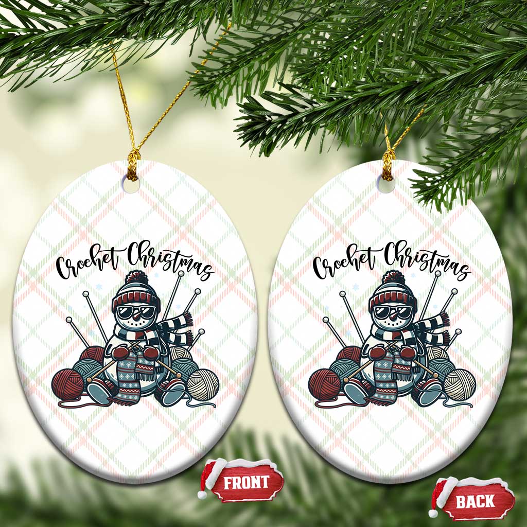Crochet Xmas Ceramic Ornament Funny Snowman Crocheting Gift - Wonder Print Shop
