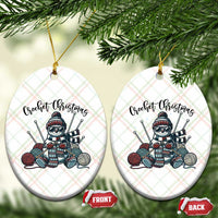 Crochet Xmas Ceramic Ornament Funny Snowman Crocheting Gift - Wonder Print Shop