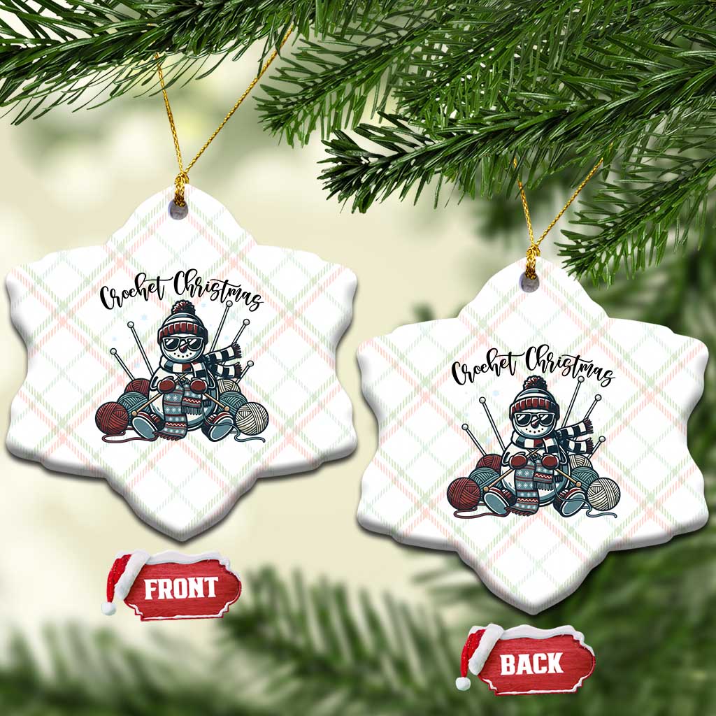 Crochet Xmas Ceramic Ornament Funny Snowman Crocheting Gift - Wonder Print Shop