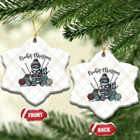 Crochet Xmas Ceramic Ornament Funny Snowman Crocheting Gift - Wonder Print Shop