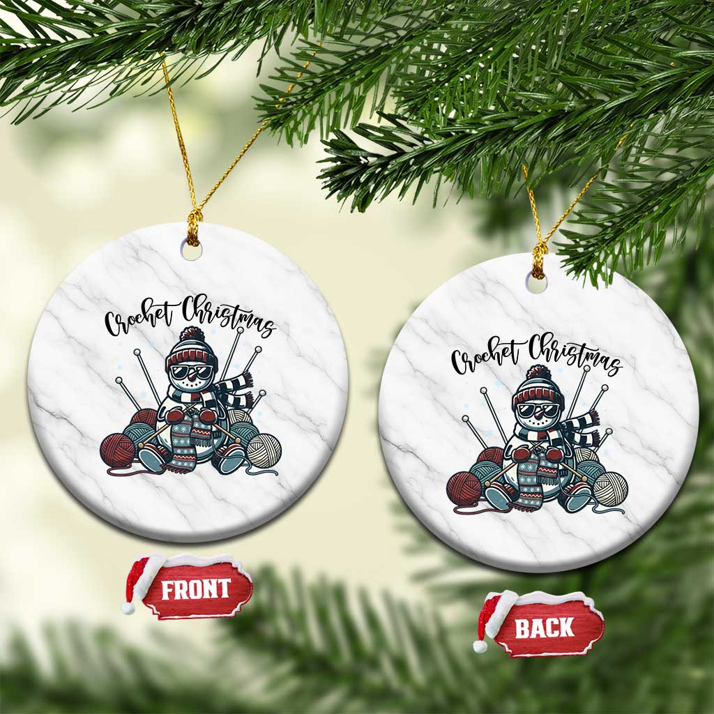 Crochet Xmas Ceramic Ornament Funny Snowman Crocheting Gift - Wonder Print Shop