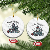 Crochet Xmas Ceramic Ornament Funny Snowman Crocheting Gift - Wonder Print Shop
