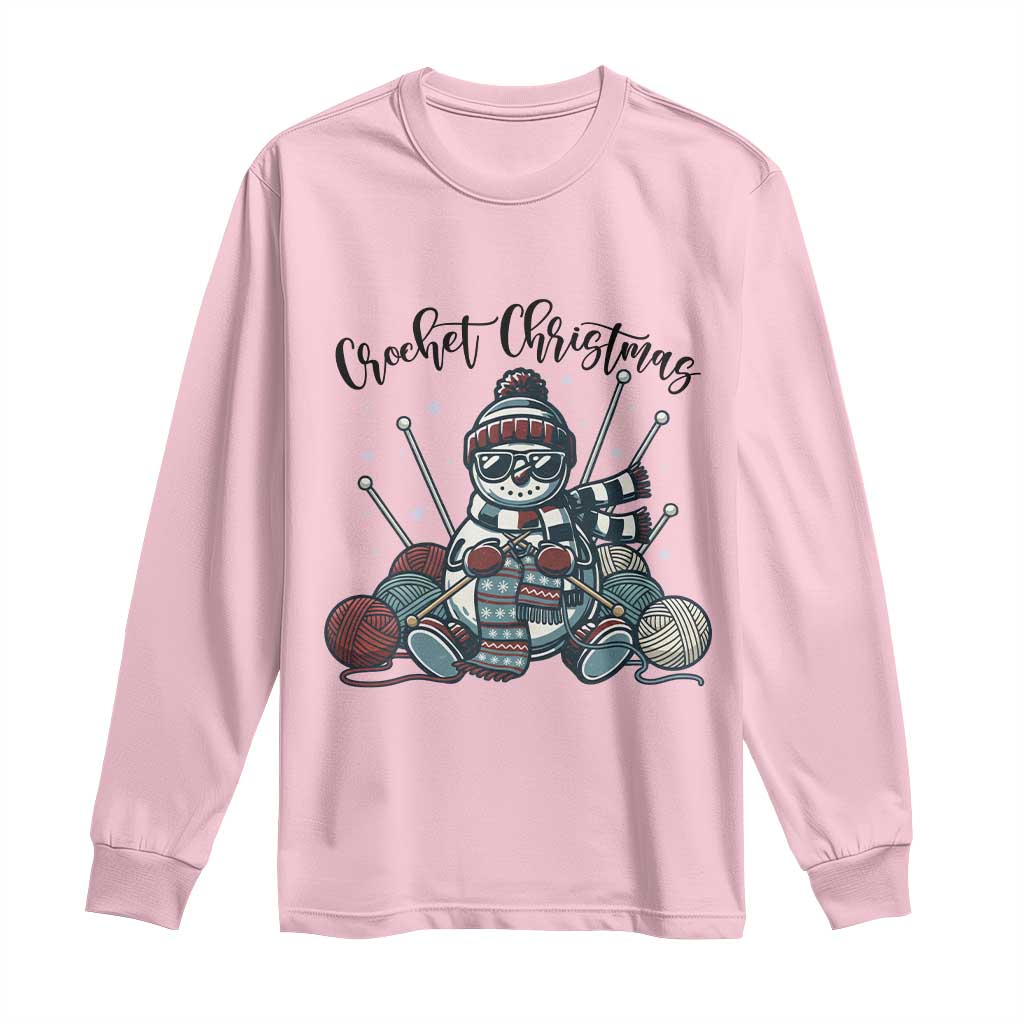 Crochet Christmas Long Sleeve Shirt Funny Snowman Crocheting Gift - Wonder Print Shop