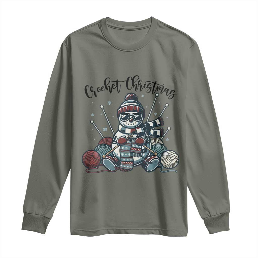 Crochet Christmas Long Sleeve Shirt Funny Snowman Crocheting Gift - Wonder Print Shop
