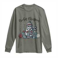 Crochet Christmas Long Sleeve Shirt Funny Snowman Crocheting Gift - Wonder Print Shop