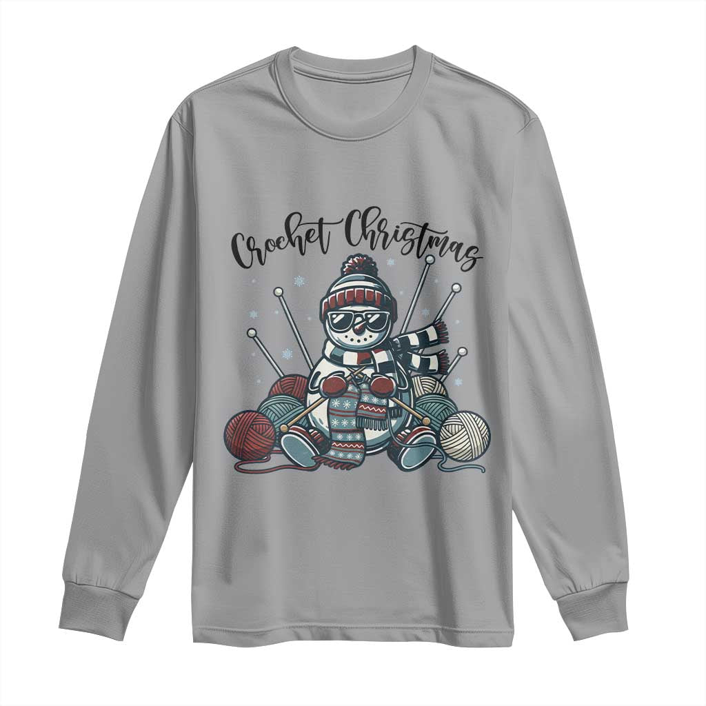 Crochet Christmas Long Sleeve Shirt Funny Snowman Crocheting Gift - Wonder Print Shop