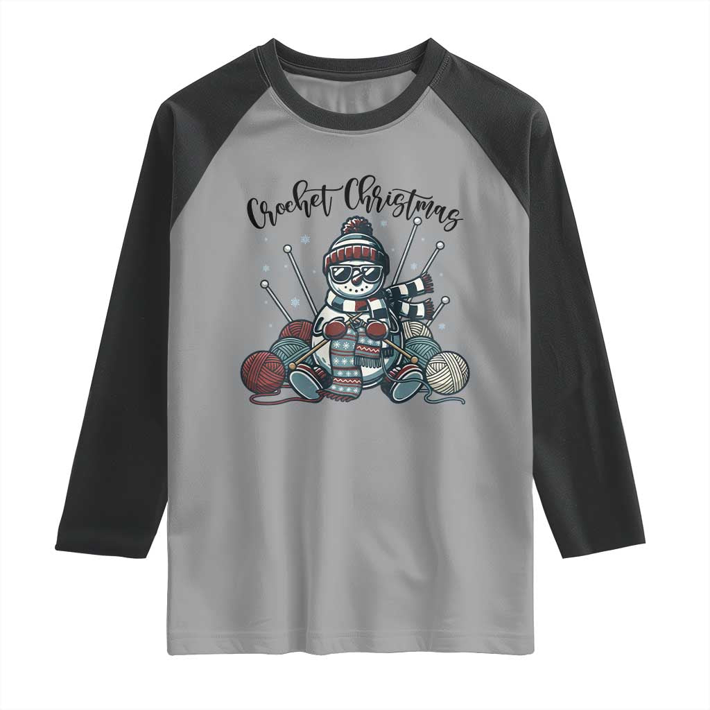 Crochet Christmas Raglan Shirt Funny Snowman Crocheting Gift - Wonder Print Shop