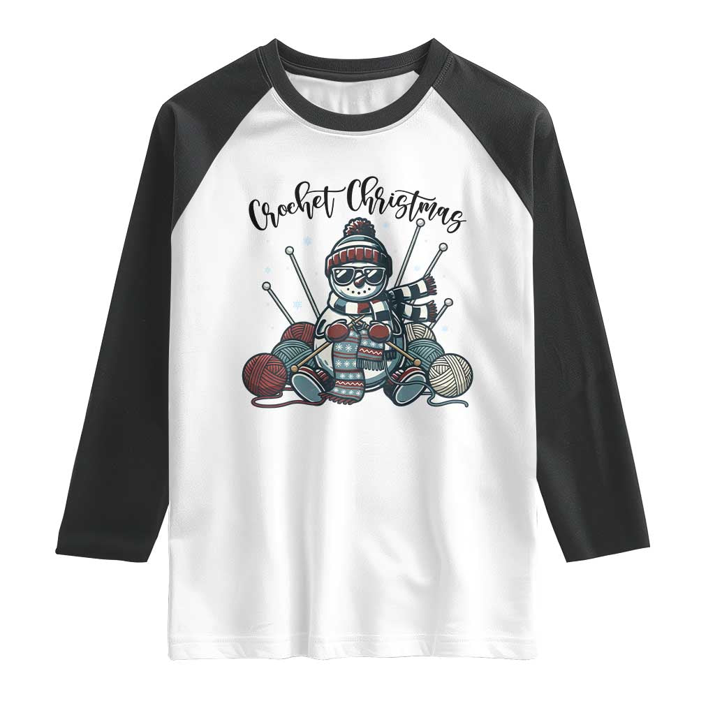 Crochet Christmas Raglan Shirt Funny Snowman Crocheting Gift - Wonder Print Shop