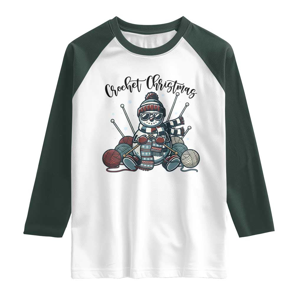 Crochet Christmas Raglan Shirt Funny Snowman Crocheting Gift - Wonder Print Shop