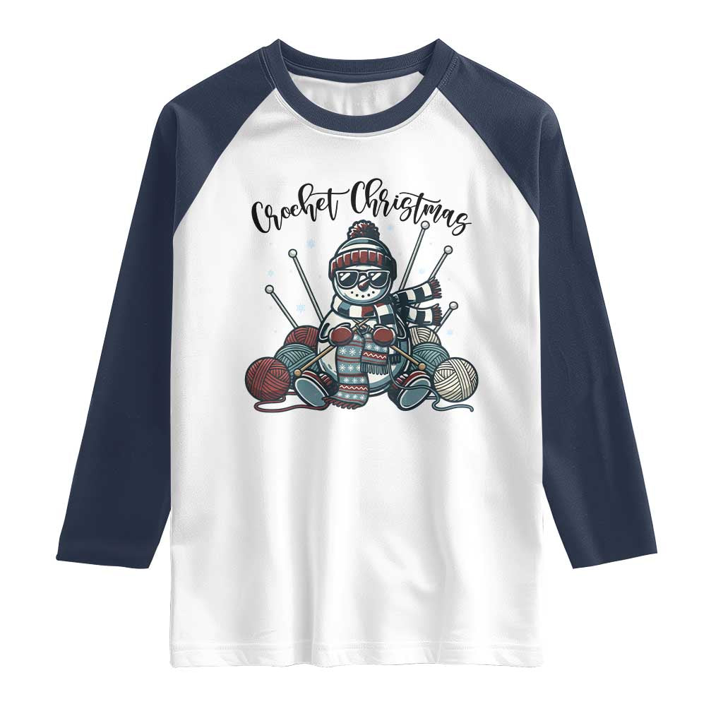 Crochet Christmas Raglan Shirt Funny Snowman Crocheting Gift - Wonder Print Shop