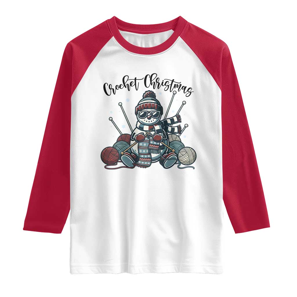 Crochet Christmas Raglan Shirt Funny Snowman Crocheting Gift - Wonder Print Shop