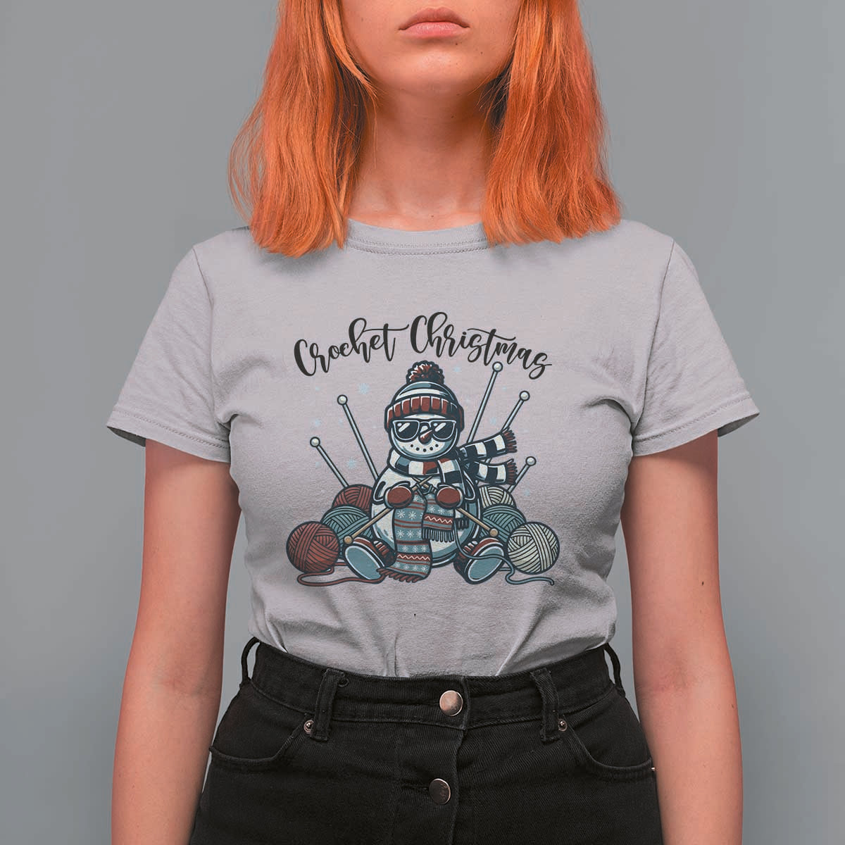 Crochet Christmas T Shirt For Women Funny Snowman Crocheting Gift - Wonder Print Shop