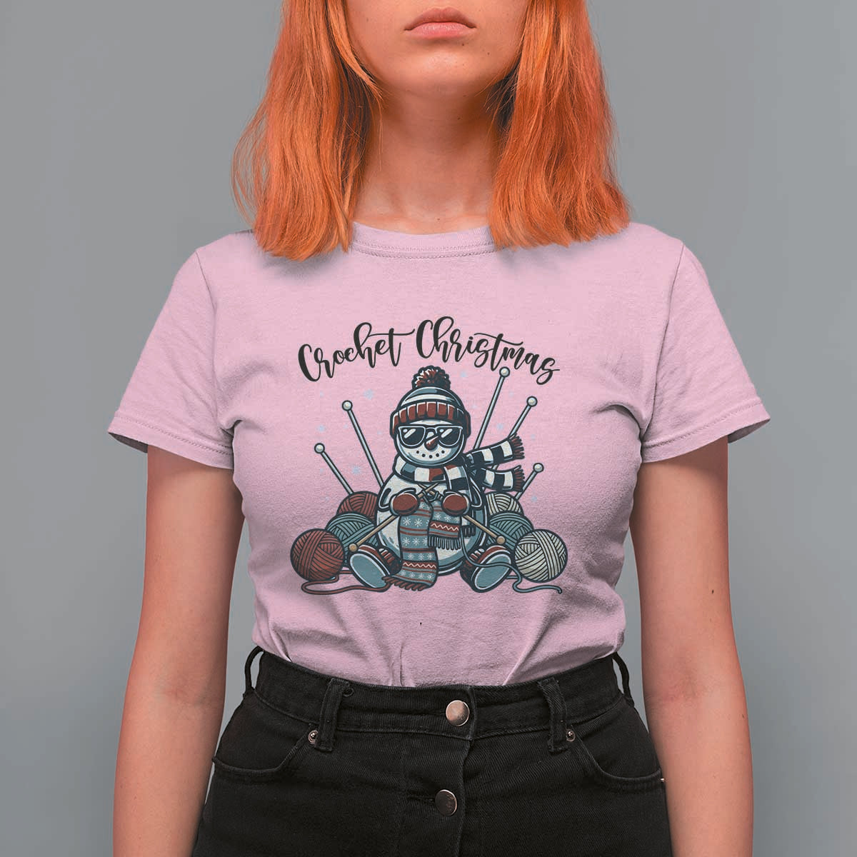 Crochet Christmas T Shirt For Women Funny Snowman Crocheting Gift - Wonder Print Shop
