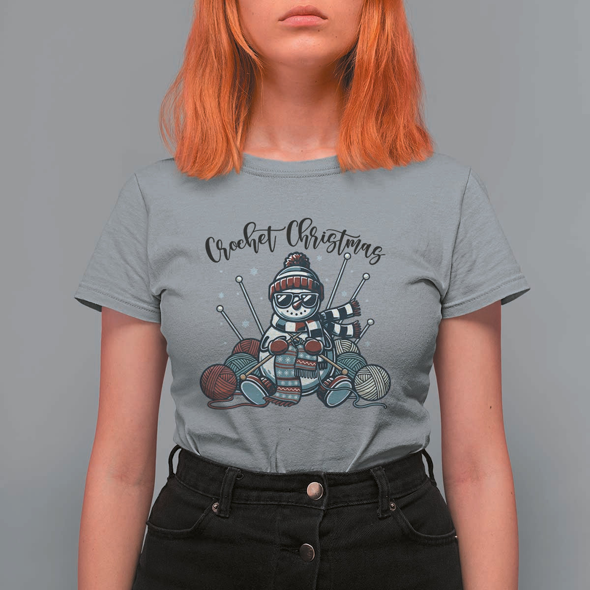 Crochet Christmas T Shirt For Women Funny Snowman Crocheting Gift - Wonder Print Shop