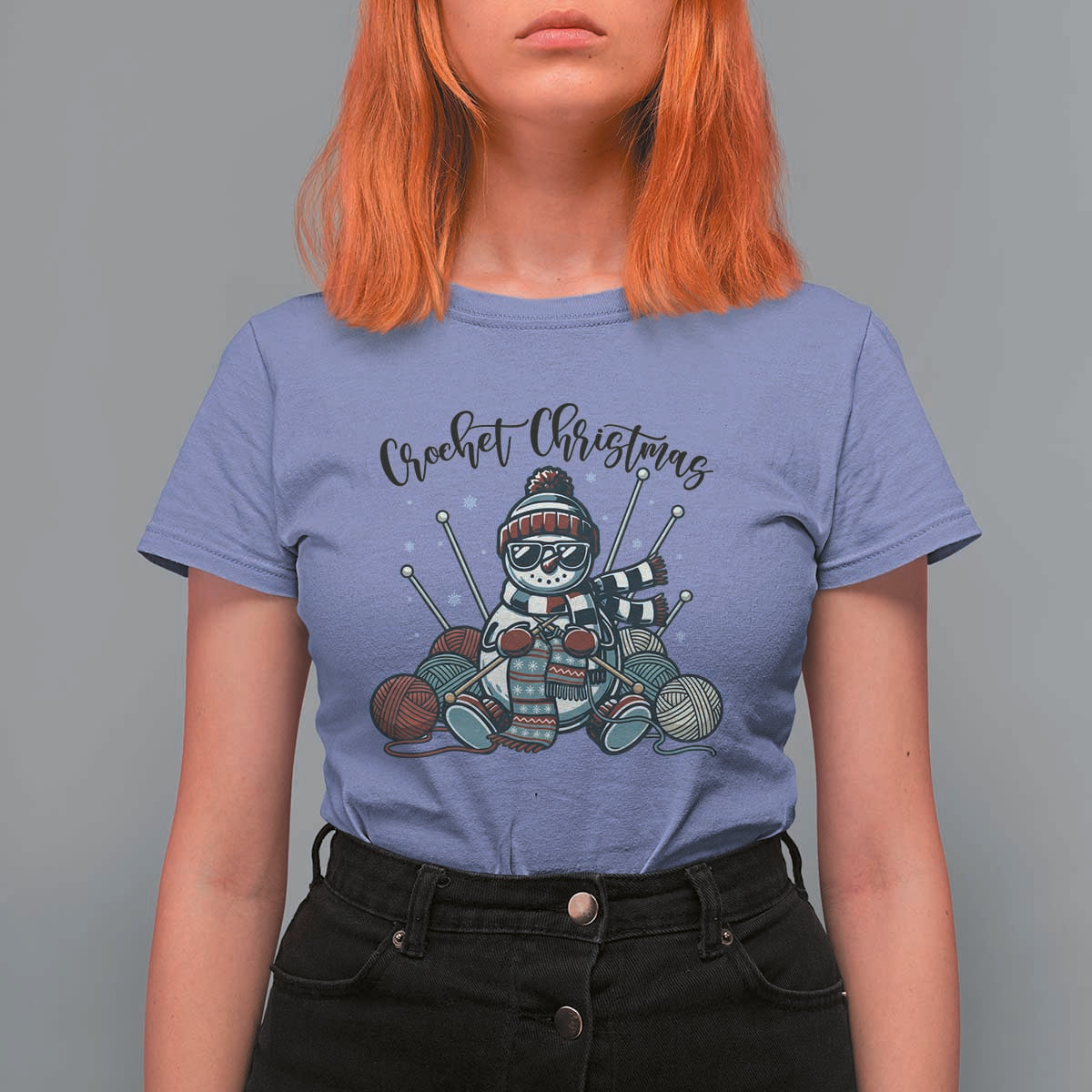 Crochet Christmas T Shirt For Women Funny Snowman Crocheting Gift - Wonder Print Shop