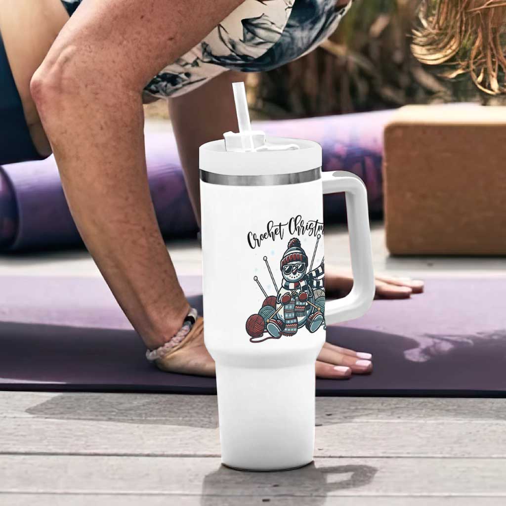 Crochet Christmas Tumbler With Handle Funny Snowman Crocheting Gift - Wonder Print Shop