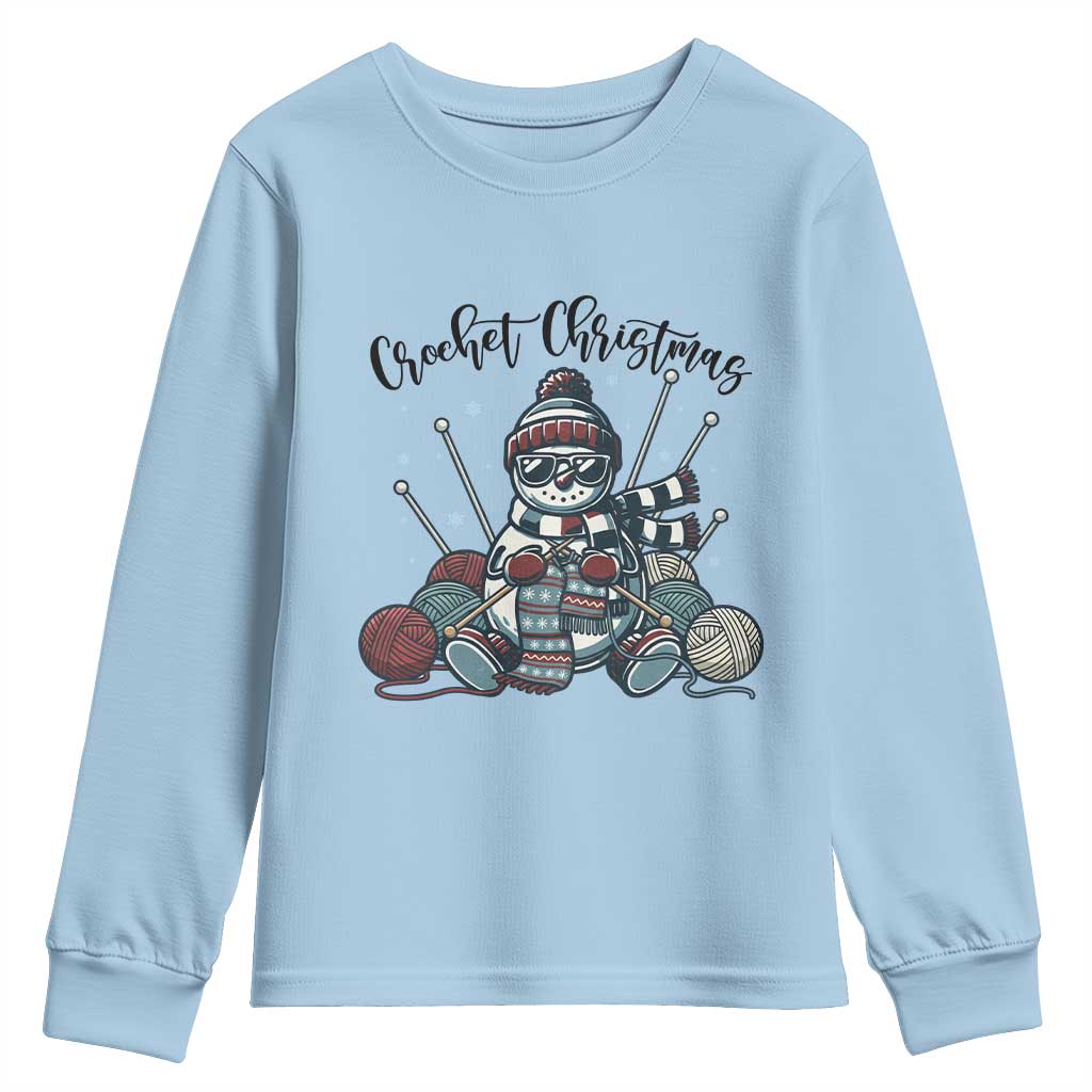 Crochet Christmas Youth Sweatshirt Funny Snowman Crocheting Gift - Wonder Print Shop