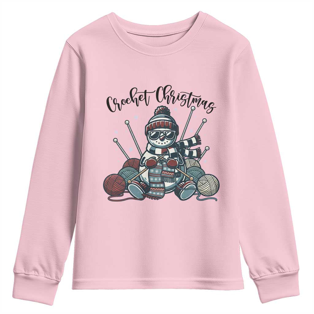 Crochet Christmas Youth Sweatshirt Funny Snowman Crocheting Gift - Wonder Print Shop