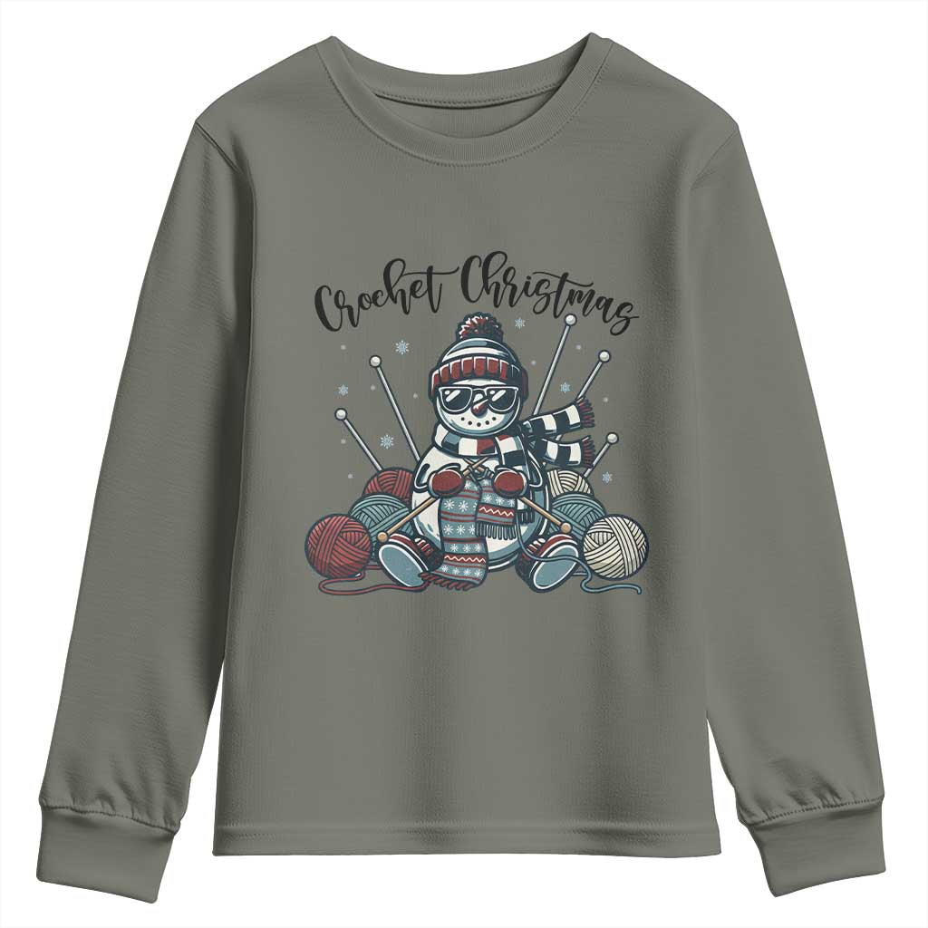 Crochet Christmas Youth Sweatshirt Funny Snowman Crocheting Gift - Wonder Print Shop