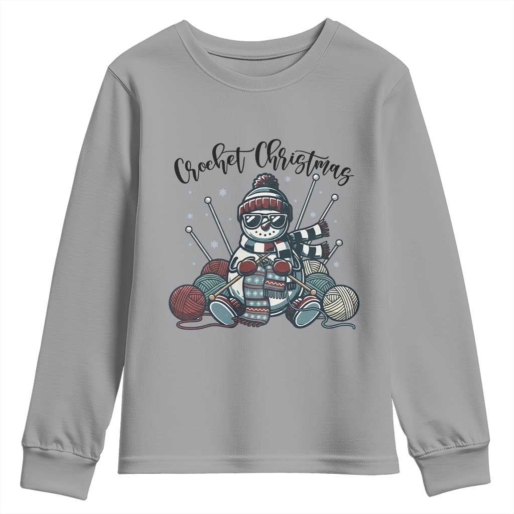 Crochet Christmas Youth Sweatshirt Funny Snowman Crocheting Gift - Wonder Print Shop