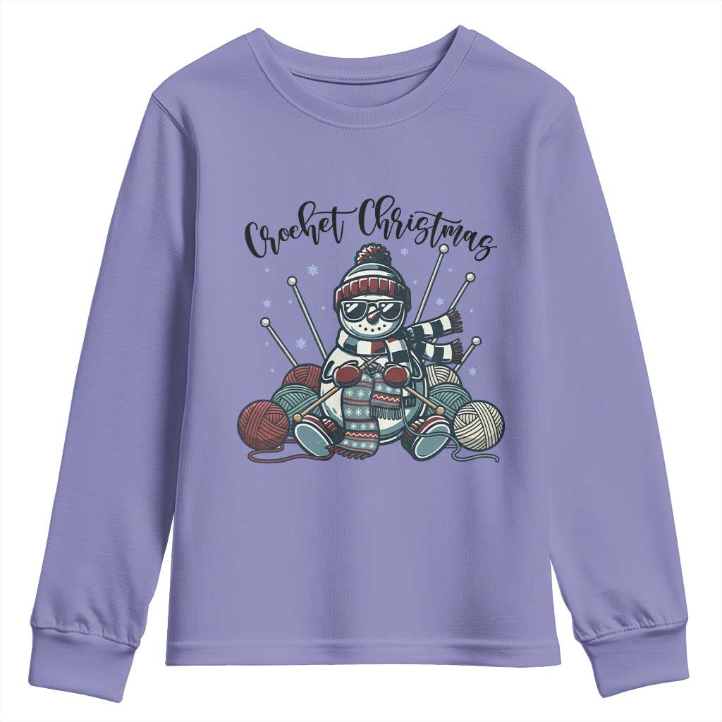 Crochet Christmas Youth Sweatshirt Funny Snowman Crocheting Gift - Wonder Print Shop