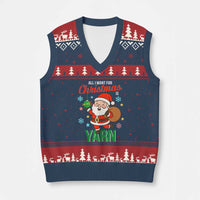 All I Want For Xmas Is Yarn V-Neck Knit Sweater Vest Knitting Xmas - Wonder Print Shop