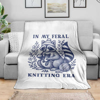 In My Feral Knitting Era Throw Blanket Raccoon Yarn Lover - Wonder Print Shop