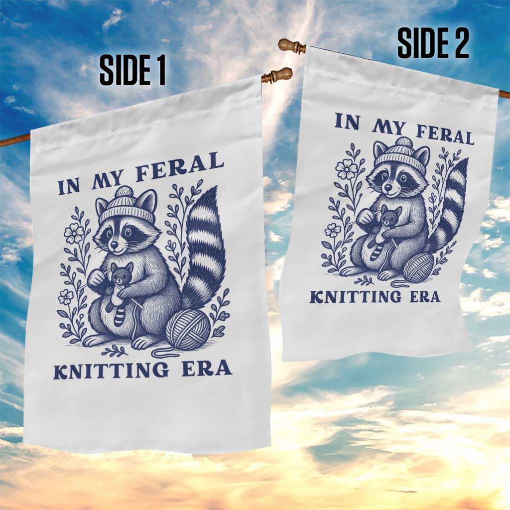 In My Feral Knitting Era Garden Flag Raccoon Yarn Lover - Wonder Print Shop