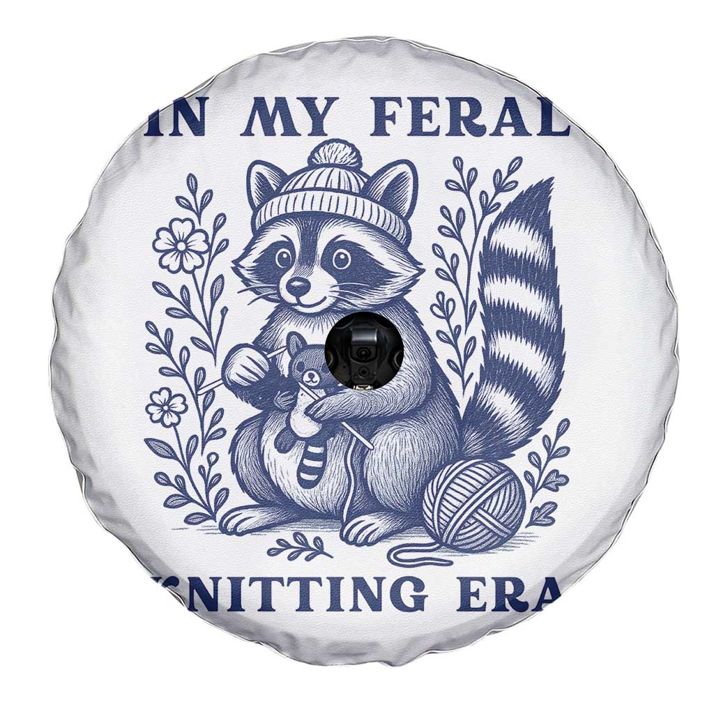 In My Feral Knitting Era Spare Tire Cover Raccoon Yarn Lover - Wonder Print Shop