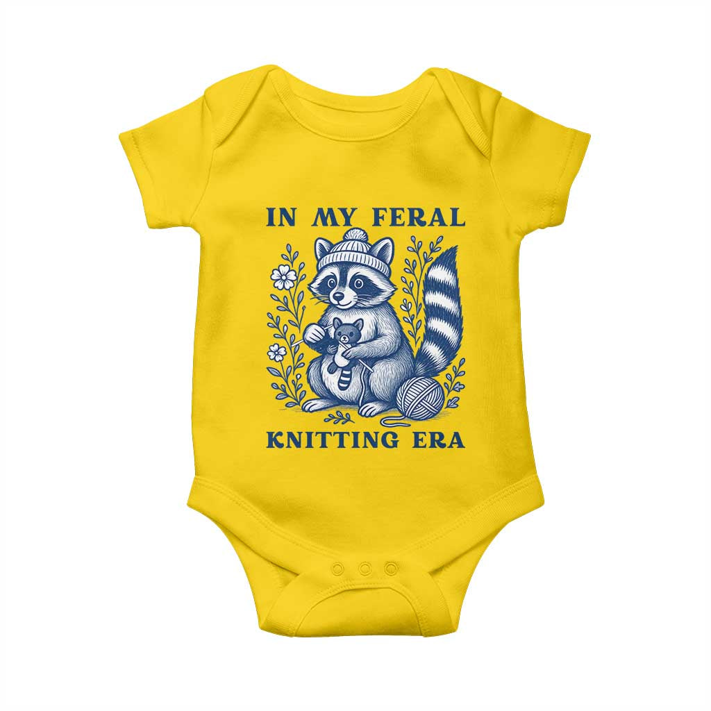 In My Feral Knitting Era Baby Onesie Raccoon Yarn Lover - Wonder Print Shop