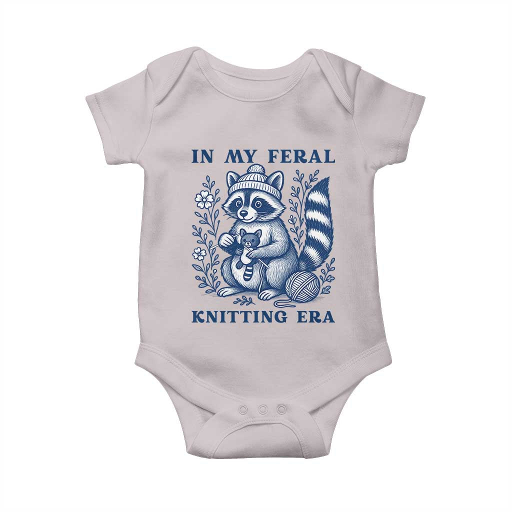 In My Feral Knitting Era Baby Onesie Raccoon Yarn Lover - Wonder Print Shop