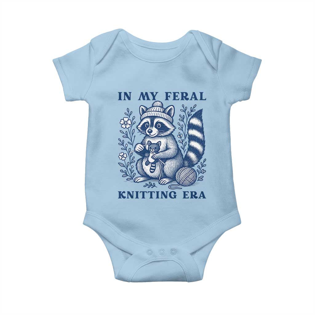 In My Feral Knitting Era Baby Onesie Raccoon Yarn Lover - Wonder Print Shop