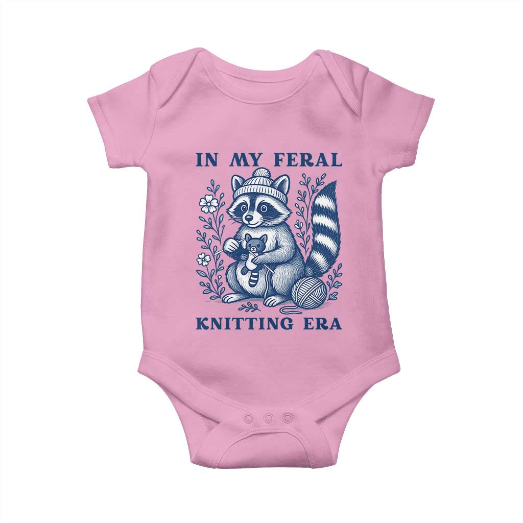 In My Feral Knitting Era Baby Onesie Raccoon Yarn Lover - Wonder Print Shop