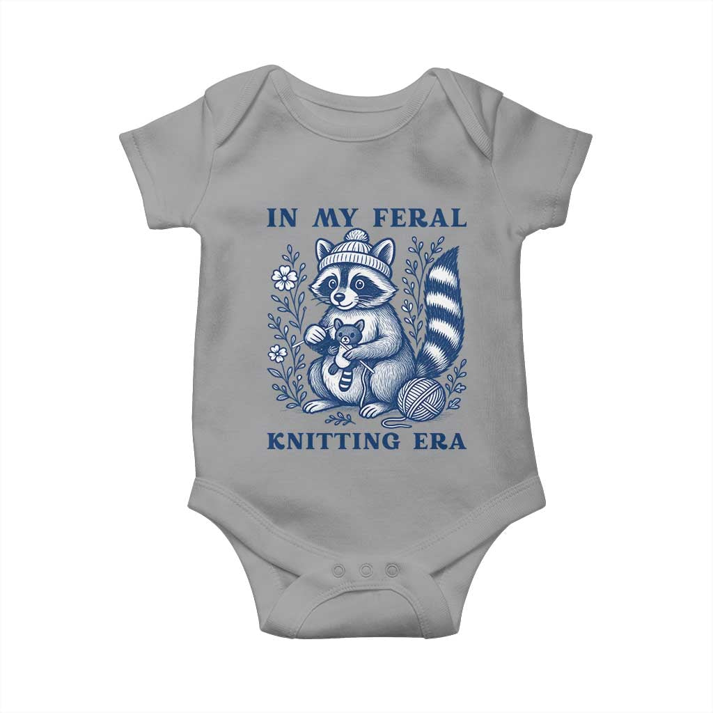 In My Feral Knitting Era Baby Onesie Raccoon Yarn Lover - Wonder Print Shop