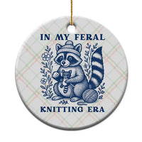 In My Feral Knitting Era Ceramic Ornament Raccoon Yarn Lover - Wonder Print Shop