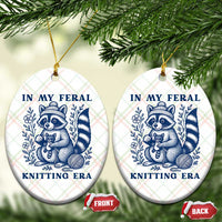 In My Feral Knitting Era Ceramic Ornament Raccoon Yarn Lover - Wonder Print Shop