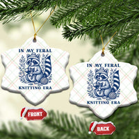 In My Feral Knitting Era Ceramic Ornament Raccoon Yarn Lover - Wonder Print Shop