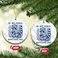 In My Feral Knitting Era Ceramic Ornament Raccoon Yarn Lover - Wonder Print Shop