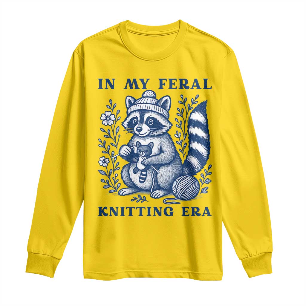 In My Feral Knitting Era Long Sleeve Shirt Raccoon Yarn Lover - Wonder Print Shop