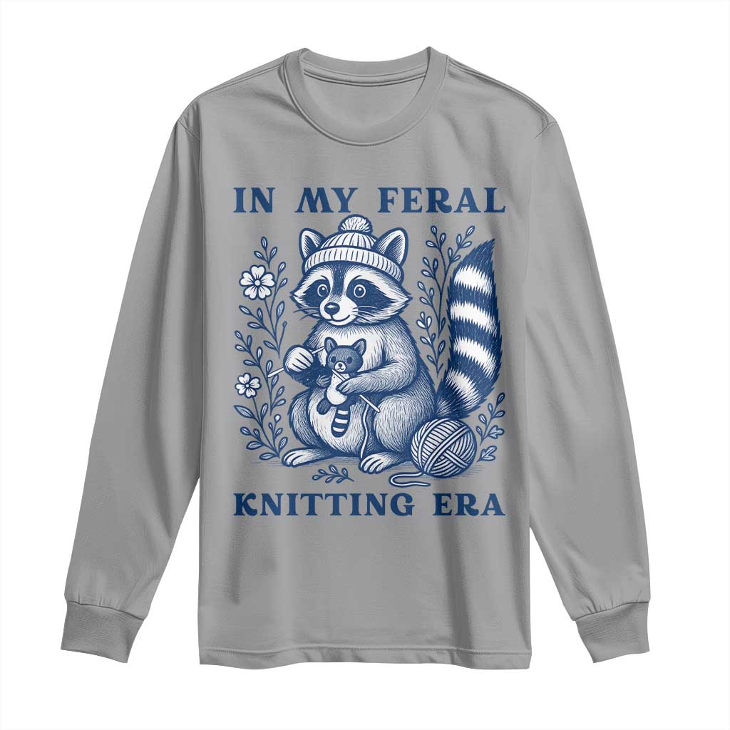 In My Feral Knitting Era Long Sleeve Shirt Raccoon Yarn Lover - Wonder Print Shop