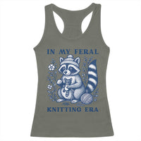 In My Feral Knitting Era Racerback Tank Top Raccoon Yarn Lover - Wonder Print Shop