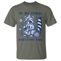 In My Feral Knitting Era T Shirt Raccoon Yarn Lover - Wonder Print Shop