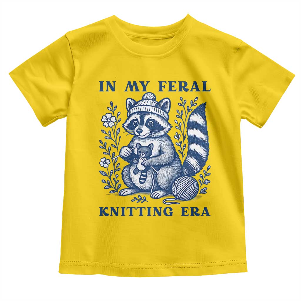 In My Feral Knitting Era Toddler T Shirt Raccoon Yarn Lover - Wonder Print Shop