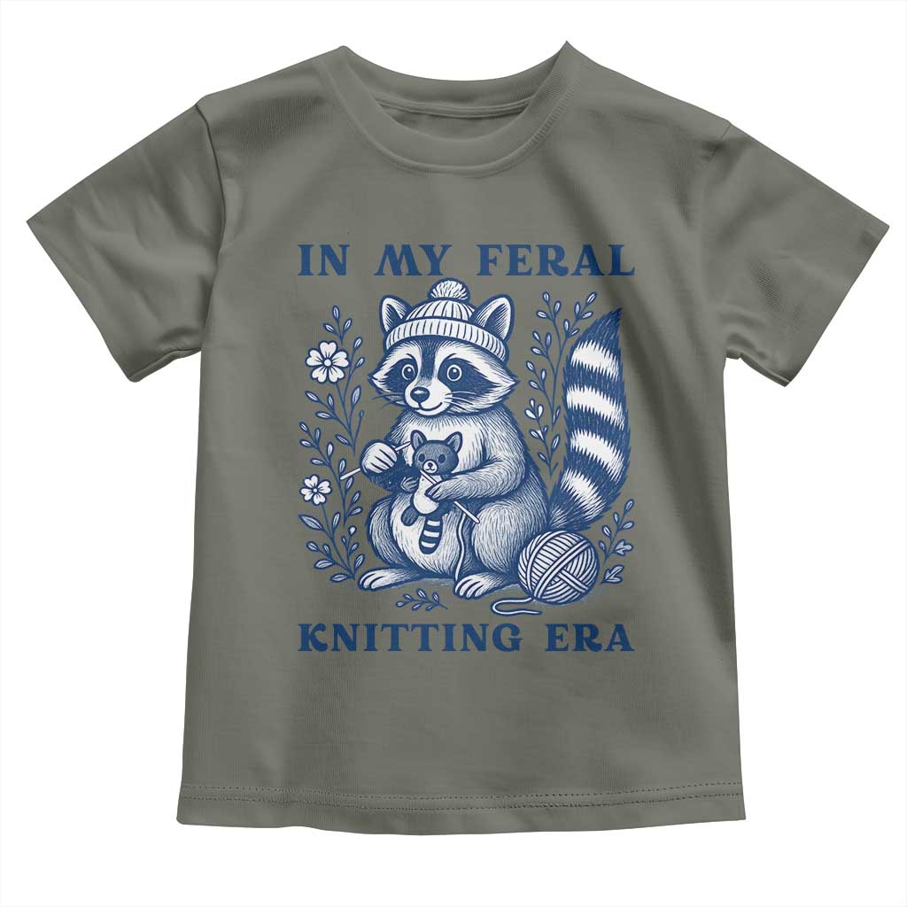 In My Feral Knitting Era Toddler T Shirt Raccoon Yarn Lover - Wonder Print Shop